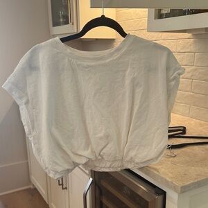 Papermoon White Elastic-Hem Crop Top